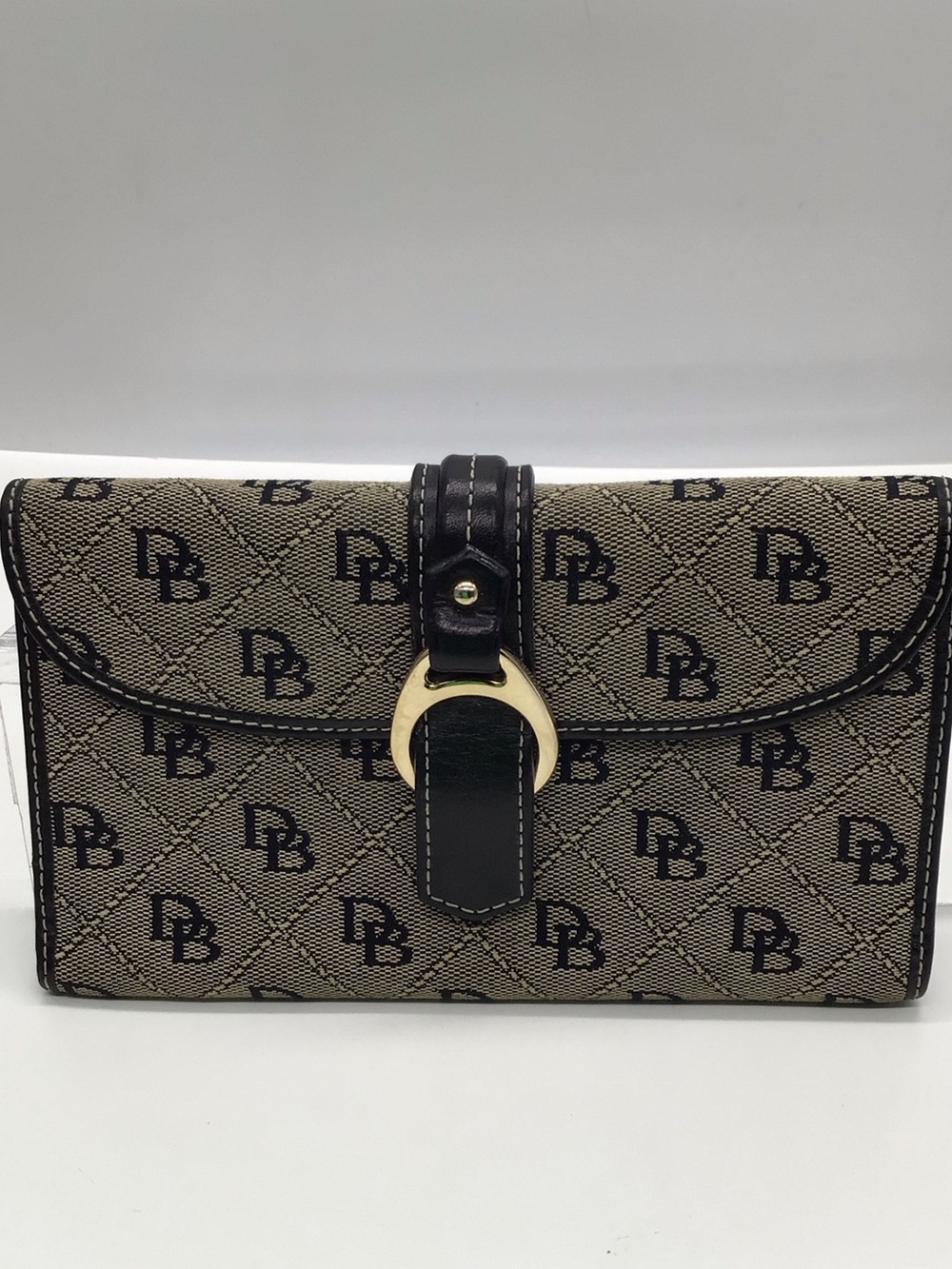 Dooney & Bourke Signature Print Black Leather/Canvas Wallet
